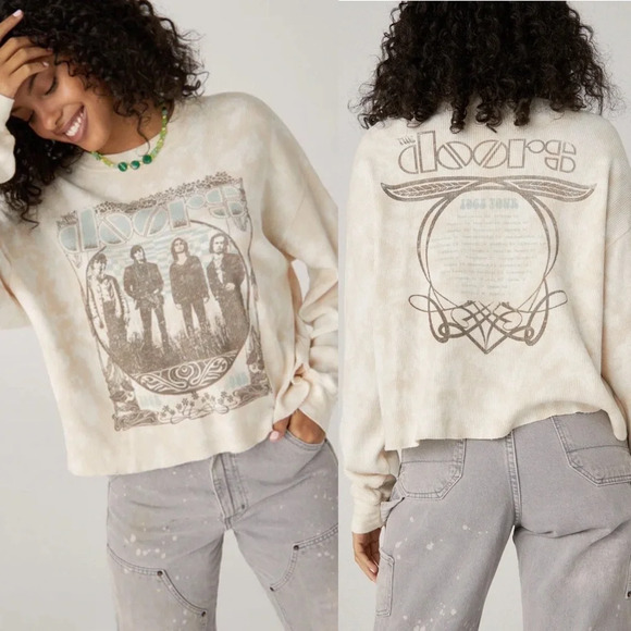 Daydreamer Tops - Daydreamer The Doors 1968 Cropped Thermal Top